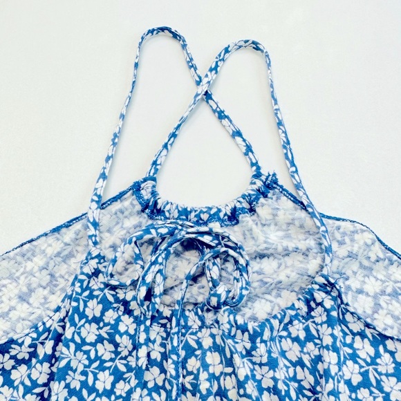 Hollister Blue Floral Cross Back Blouse Womens Size XS - Picture 4 of 4